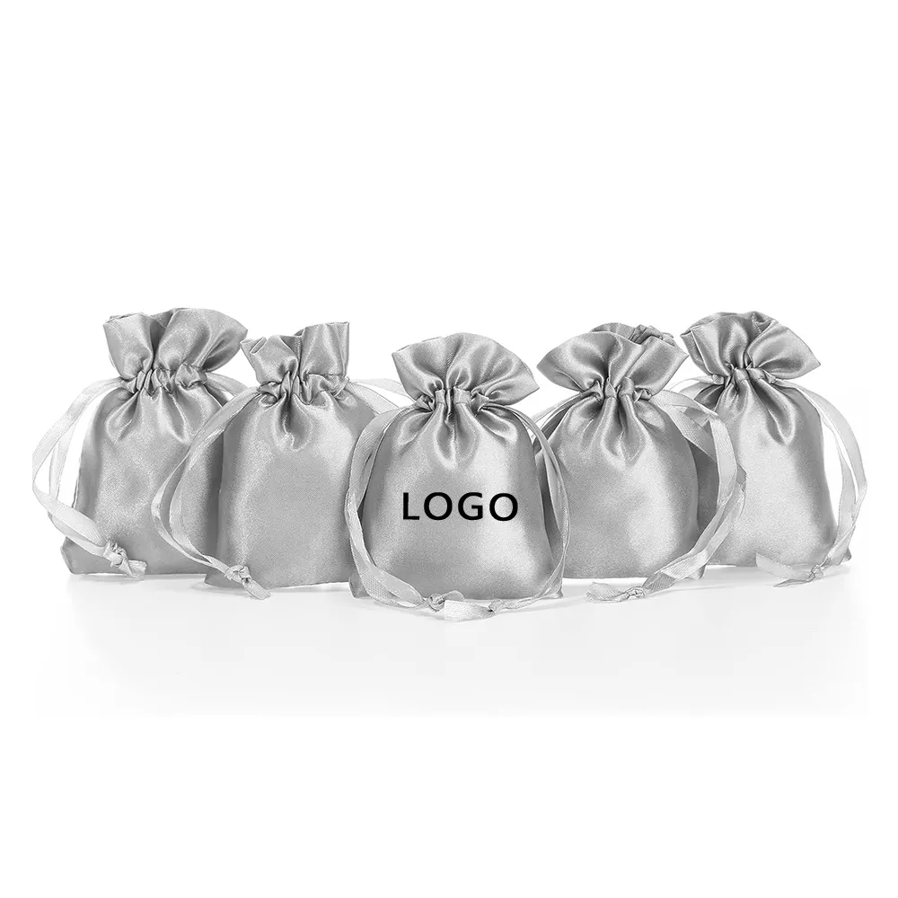Kenmerkende Geschenkzakken Met Patroon Op Maat Luxe Dames Zijden Haarzakjes Satijnen Tassen Voor Pruiken Met Aangepast Logo