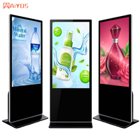 Écran publicitaire LCD intérieur de 55 pouces, sur pied, affichage numérique 4K, borne tactile avec roulettes, entrepôt américain