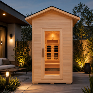 Cabaña de Infrarrojos Individual para Exteriores HG, Casa de Madera Personalizada con Puerta de Vidrio para Jardín, Hogar o Villa - Product Image 2