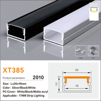 Profilé LED carré en aluminium de bonne qualité, argent/noir, 20*10mm, canal de protection anodisé avec diffuseur opale pour salon