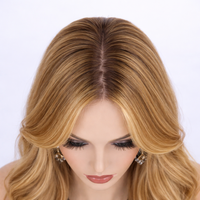 Perruque longue et ondulée en cheveux humains blonds, avec dentelle frontale HD, pré-épilée, douce et tendance