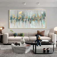 Décoration murale extra large peinte à la main, art moderne, peinture à l'huile abstraite sur toile avec feuille d'or acrylique
