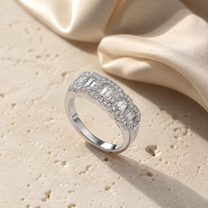 Anello nuziale geometrico elegante per donna, gioiello minimalista per proposta di matrimonio - Product Image 3