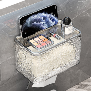 Luxurious Wall Mounted Toilet Paper Holder Rectangular Waterproof Multipurpose Tissue Box For Bathroom Use No Drilling Required - Product Image 1