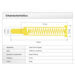 3aspirin konektor Probe berlapis emas 20mm konektor Pin Pogo tembaga pegas tinggi - Product Image 4