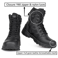 Bottes tactiques d'entraînement en plein air pour hommes, très vendues, imperméables, absorbant les chocs, en cuir pleine fleur avec fermeture éclair YKK