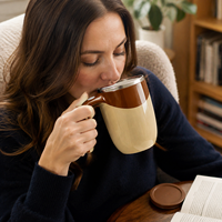 Mug à café auto-mélangeur personnalisé de 380 ml en acier inoxydable, tasse à mélange automatique à une touche avec poignée et couvercle pour la maison, le bureau et les cadeaux