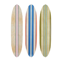 Décoration murale de planche de surf (3 pièces) 23,6" x 5,4" – Décoration de chambre sur le thème de la plage – Grande planche de surf en bois à suspendre – Art tropical hawaïen