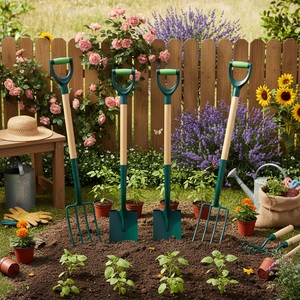 Kit d'outils de jardinage pour la maison et le jardin, comprenant une pelle, une houe, une brosse et un râteau à feuilles, pour le jardinage et les travaux agricoles. - Product Image 6