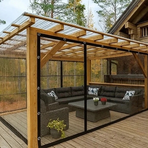 Bâche transparente d'extérieur personnalisable <span class=keywords><strong>avec</strong></span> verrous torsadés, rideau de <span class=keywords><strong>pergola</strong></span> transparent, écran coupe-vent détachable pour terrasse et balcon - Product Image 3