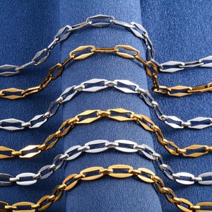 Elegante Collar Largo de Acero Inoxidable para Mujer y Hombre, Color Oro/Plata, Cadena de Eslabones, Gargantilla, Accesorios para la Fabricación de Joyería Metálica - Product Image 2