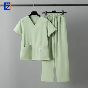 Blauwe Oem Beauty Nursingets Unisex Warming-Up Zip Setnurs Mannen Uniform Scrubs Ziekenhuis