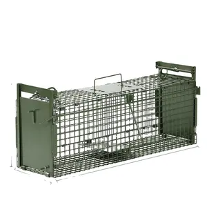 Automatic locking animal trap cage double doorHumane animal rescue cage for trap cats dogs rabbits foxes weasels squirrels
