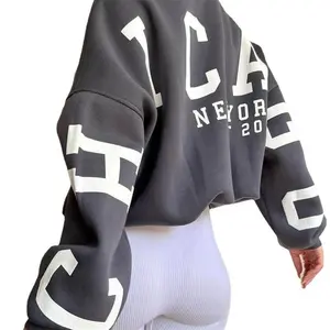 Custom New Style OEM Casual Pullover Streetwear Heavyweight Logo Printing Crewneck Women Hoodies Sweatshirts