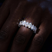 Bague fine RINNTIN LBR17 en or massif 18 carats, coupe poire, demi-éternité, diamant de laboratoire hautement scintillant certifié IGI, sertissage à griffes