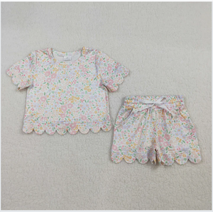 GSSO3273 Flower Scallop Edge Girls Shorts Set - Product Image 5