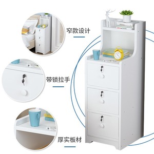 Bedside Storage Shelf With 3 Drawers <b>Lockable</b> Space Saving Bedroom Nightstand <b>Cabinet</b> For Dorm Or Home Use - Product Image 3
