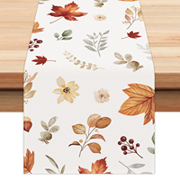 Chemin de table imprimé feuilles d'automne et fleurs, 13 x 72 et 13 x 90 pouces, décoration saisonnière pour la table de cuisine et de salle à manger de Thanksgiving