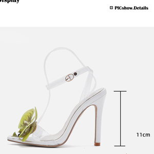 Sandales à talons hauts transparentes à fleurs décoratives, style européen et américain, tailles 35-42, nouvelle collection - Product Image 6
