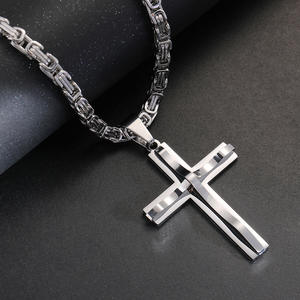 Hip Hop Christian Cross religión 18K chapado en oro no deslustre impermeable Acero inoxidable joyería colgantes collares hombre - Product Image 6