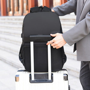 Laptop Backpack Men USB Charging Large Capacity Business Travel Black Solid Color Shoulder Straps Spring 2024 - Product Image 4