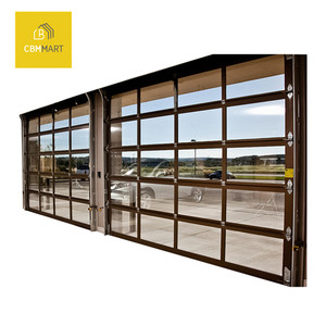 CBMMart America Porte de <span class=keywords><strong>garage</strong></span> électrique automatique à enroulement avec cadre de porte résidentielle en alliage d'aluminium fini en verre trempé - Product Image 1