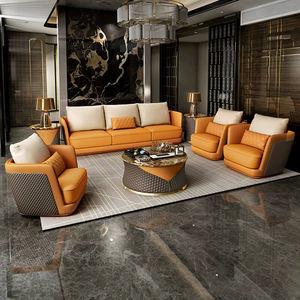 ชุดโซฟาหนังสไตล์อิตาลีสุดหรู ดีไซน์ทันสมัย เฟอร์นิเจอร์ห้องนั่งเล่น โซฟาพนักพิงต่ำ 1 2 3 ที่นั่ง ชุดโซฟาแบบแยกส่วนเพื่อความสบาย - Product Image 2