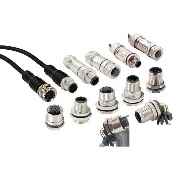 Ip67  M12 Connector Industrial a B D Code 3 4 5 6 8 10 12 17 Pin With Cable Wire Circular Waterproof  Connector
