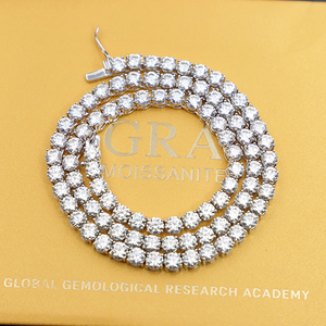 Vượt qua kiểm tra kim cương 3mm-6.5mm rộng sterling bạc D màu moissanite hip hop phong cách rực rỡ cắt bên thứ ba chứng nhận Vòng cổ - Product Image 2