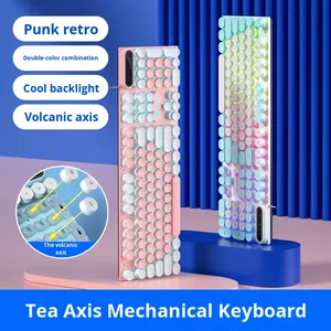 Mini Teclado retroiluminado PK100 RGB de 104 teclas, sensación mecánica dedicada para juegos, escritorio, portátil, interfaz USB, producto usado Gateron - Product Image 5