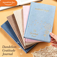 Carnet de gratitude personnalisé A5, couverture en tissu cousue, couverture rigide en lin, dorure or de luxe, questions de réflexion quotidiennes, cadeau bien-être