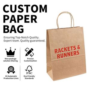 Sacs en papier kraft personnalisés, durables, pour la restauration à emporter, l'emballage de vêtements, la promotion, noir, blanc, marron - Product Image 1