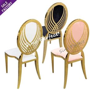 Venta al por mayor de muebles de fiesta para banquetes, silla dorada de acero inoxidable, cojín de PU, cómoda silla de comedor - Product Image 3