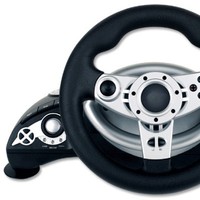 Volant de course filaire Drop FT38D6 pour PC et PS2 avec moteur à vibrations - Compatible Steam - Contrôleur de jeu de course automobile