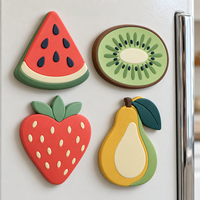 Magnet Kulkas PVC Lunak Bentuk Buah 3D Custom Semangka Kiwi Stroberi Pir Dekorasi Dapur Hadiah Grosir OEM Magnet Kulkas PVC