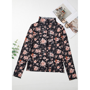 Blus Wanita Model Slim Fit Lengan Panjang Kerah Mock Neck Berbahan Mesh Motif Bunga untuk Grosir dan Label Pribadi Dear-Lover - Product Image 5