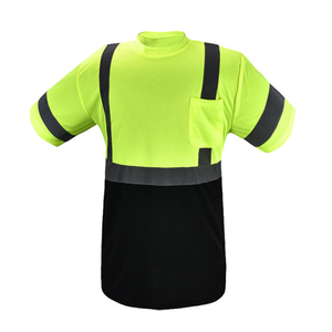 Camiseta DE SEGURIDAD reflectante con logotipo personalizado ANSI Clase 1 impermeable de manga corta de alta visibilidad OEM ODM 100% poliéster fluorescente - Product Image 5