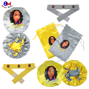 Bonnets de Nuit en Satin Double Épaisseur pour Cheveux, Logo Personnalisé, Bonnets de Nuit en Soie Satinée pour Femmes, Bonnets de Designer Satinés Maman et Moi - Product Image 2