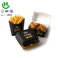 Boîte à hamburger en carton kraft brun en gros, cuillère à frites, emballage alimentaire jetable certifié FDA, résistant à la graisse, pour restauration rapide