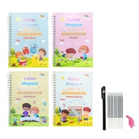 Buku Latihan Menulis Ajaib Prancis Set 4 Buku, Dapat Digunakan Kembali, Berlekuk untuk Anak Usia 3+ Tahun, Hadiah untuk Prasekolah dan Taman Kanak-Kanak