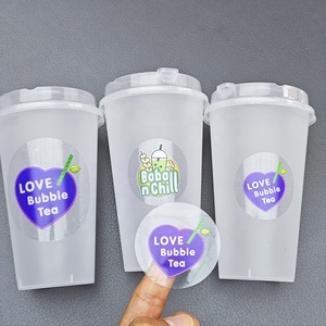 Cá nhân kinh doanh không thấm nước rõ ràng nhãn nước trái cây cho PP cốc giấy tròn trong suốt biểu tượng tùy chỉnh bong bóng trà cà phê Sticker - Product Image 3