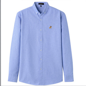 ChenYue camicia da uomo Button-Down taglia europea 100% cotone Oxford a maniche lunghe camicie Casual in tinta unita <span class=keywords><strong>con</strong></span> tessuto ricamato - Product Image 5