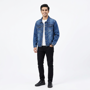 Veste d'extérieur grande taille pour hommes Manteaux d'hiver avec long design boutonné en toile épaisse style denim épais - Product Image 1