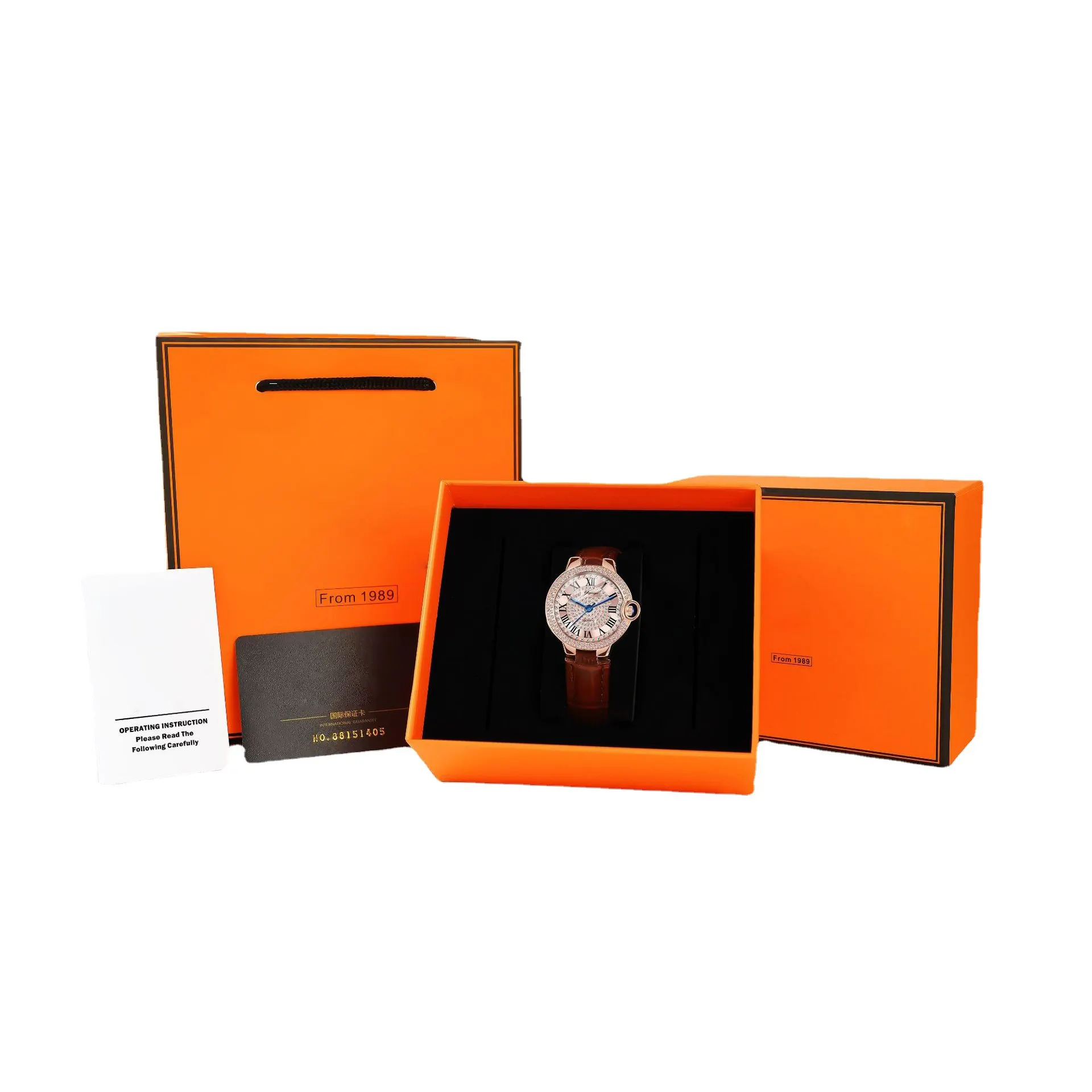 Boîte de montre en papier de stockage de couverture de ciel et de terre orange de luxe personnalisable Roy Wholesale