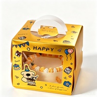 Boîte à gâteau d'anniversaire avec fenêtre transparente en PET, poignée portable, boîte à pâtisserie, impression de logo personnalisée, emballage de dessert, écologique, recyclable