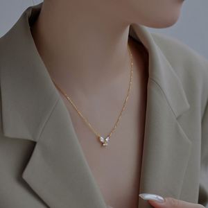 Dylam Butterfly Necklaces for Women Diamond 5A Cubic Zircon Zirconia Necklace <b>Gift</b> for Her Layer Minimalist Butterfly Necklace - Product Image 5