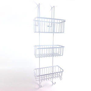 3 Tier Banheiro Armazenamento Cesta De <span class=keywords><strong>Metal</strong></span> Branco Pendurado Chuveiro Caddy Sobre A Porta Do Chuveiro Organizador - Product Image 3
