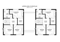 Plan de maison moderne de 1200 pieds carrés sur 2 étages 538-15 3 chambres 1.5 salles de bain pour villas avec 1 garage