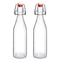 Bouteilles en verre à couvercle basculant 16oz avec couvercle hermétique pour diffuseur à bâtonnets, fermentation, extrait de vanille, huile et brassage maison