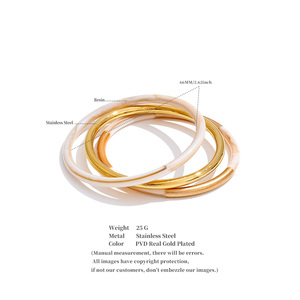 Jinyou 2297 New Arrival hợp thời trang thép không gỉ Chic Bangle nhựa mạ vàng thiết kế kết hợp Bangle <span class=keywords><strong>Set</strong></span> - Product Image 6